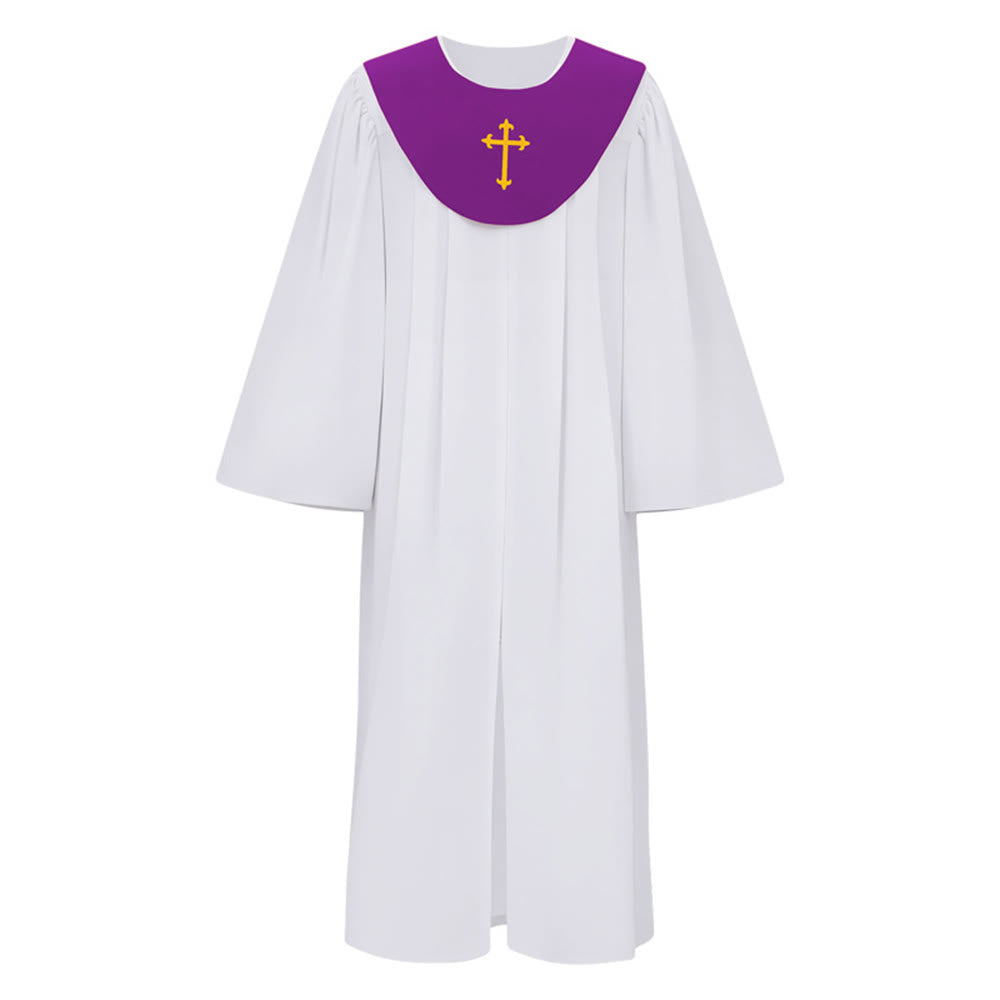 Christianartworkshop Divine Clergy Robe for Religious Services - Cross Accent Yoke - Purple - 2XL - image 24