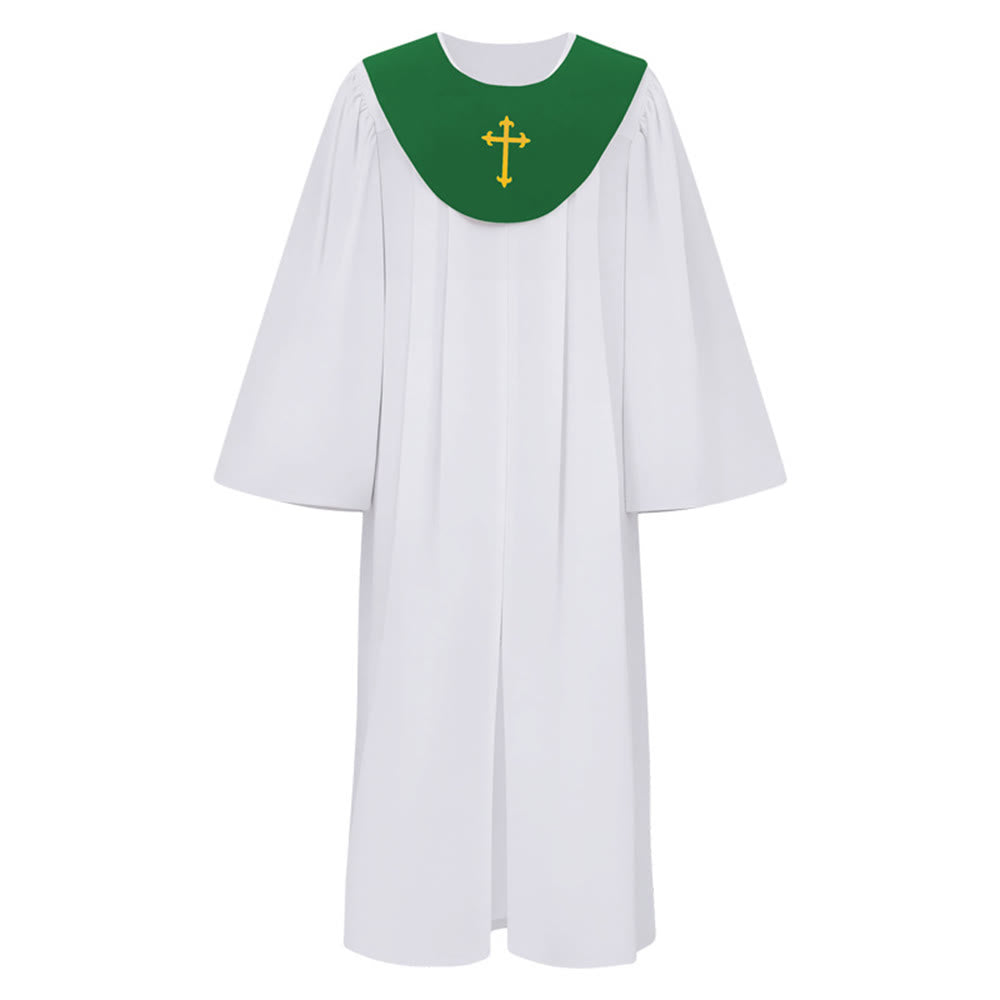 Christianartworkshop Divine Clergy Robe for Religious Services - Cross Accent Yoke - Green - 2XL - image 26