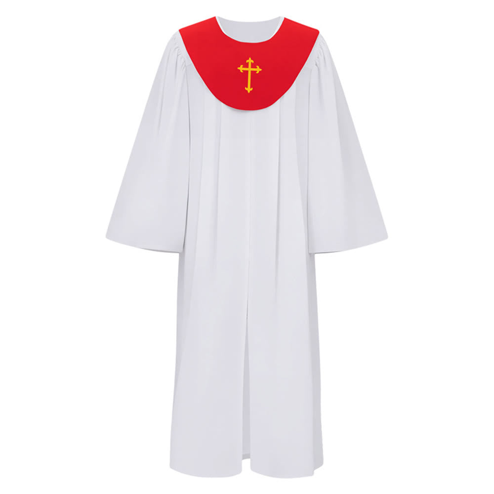 Christianartworkshop Divine Clergy Robe for Religious Services - Cross Accent Yoke - Red - 2XL - image 5