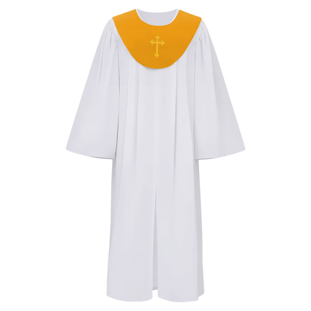 Christianartworkshop Divine Clergy Robe for Religious Services - Cross Accent Yoke - Golden - 2XL - image 15