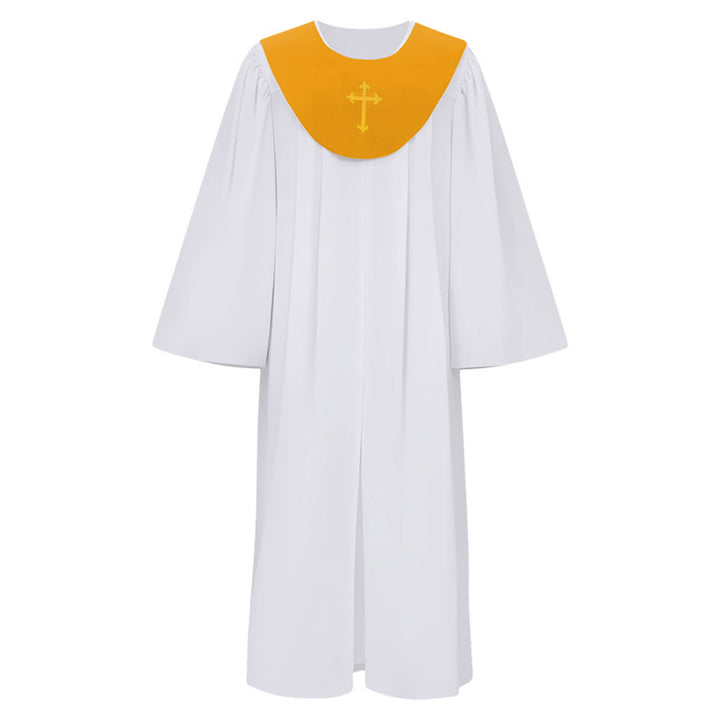 Christianartworkshop Divine Clergy Robe for Religious Services - Cross Accent Yoke - Golden - 2XL - image 15
