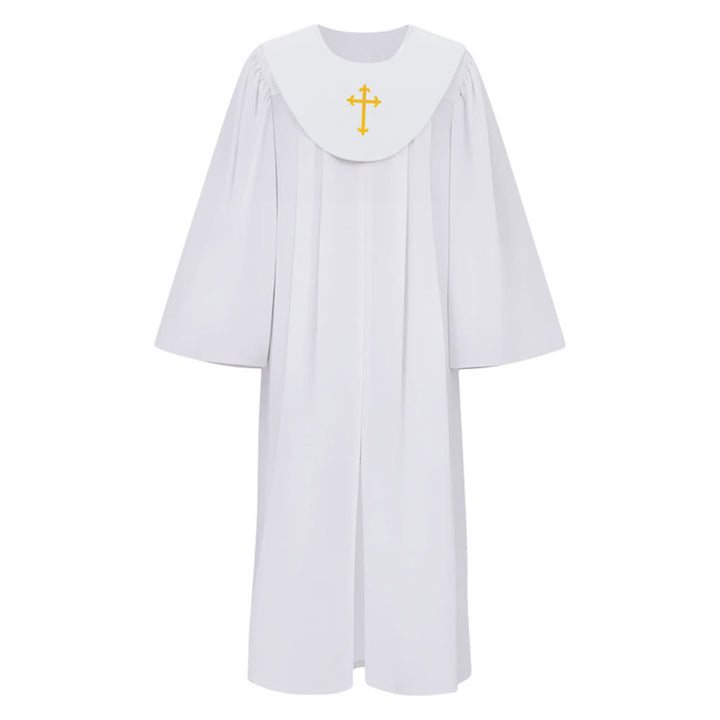 Christianartworkshop Divine Clergy Robe for Religious Services - Cross Accent Yoke - White - 2XL - image 2