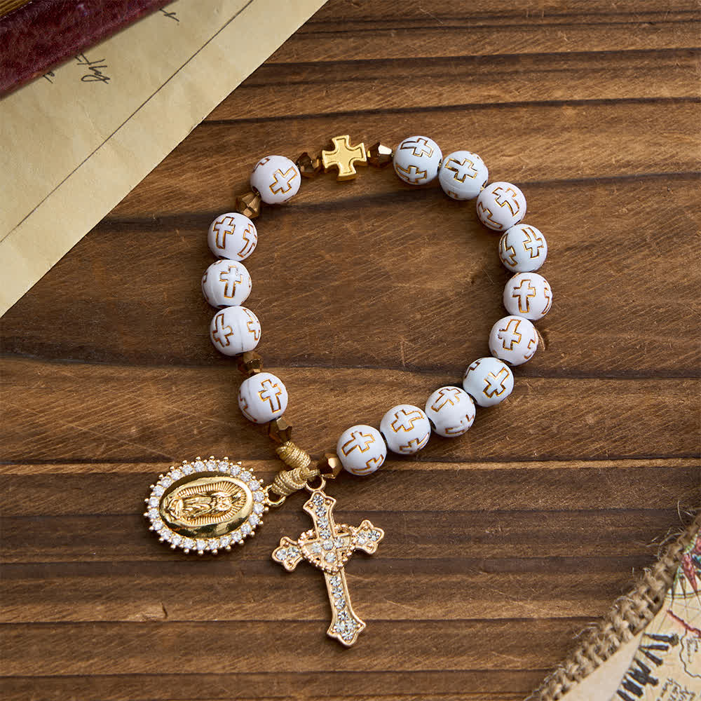 FREE Today: White Cross Bead Pocket Rosary: Sparkling Our Lady Medal for Pure Faith - image 3