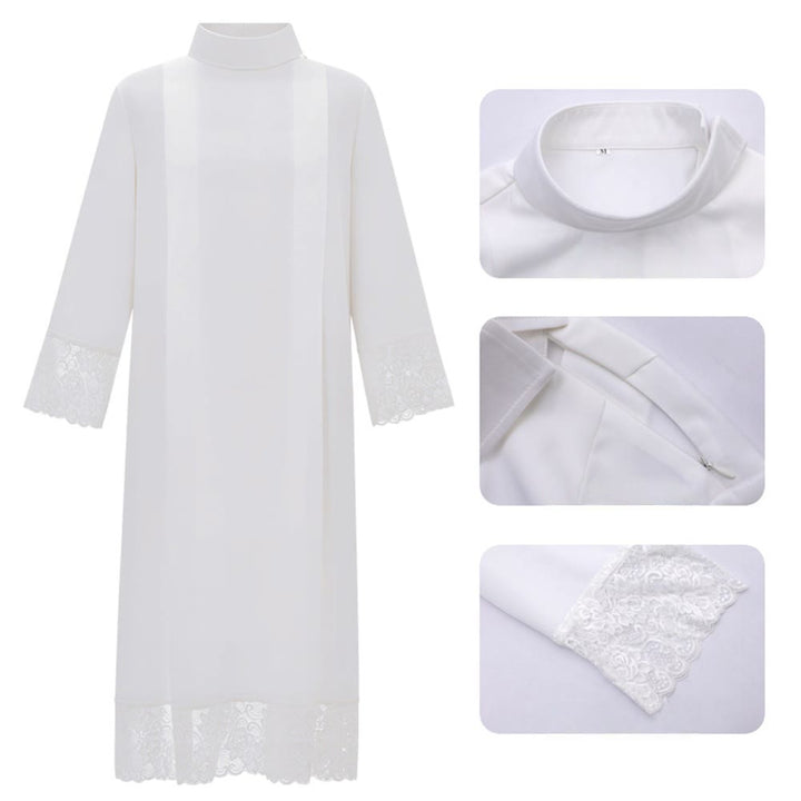 Christianartworkshop White Liturgical Alb with Lace Trim for Sacred Ceremonies - image 1