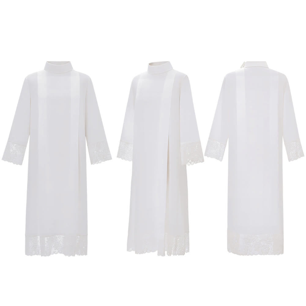Christianartworkshop White Liturgical Alb with Lace Trim for Sacred Ceremonies - image 2