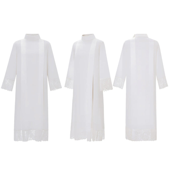 Christianartworkshop White Liturgical Alb with Lace Trim for Sacred Ceremonies - image 2
