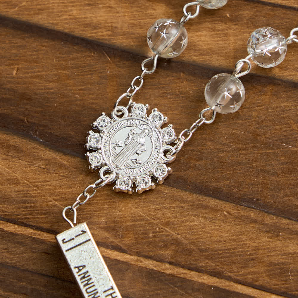 FREE Today: Frosted Bead Six Tablets Rosary with St. Benedict Medal and Cross - image 8
