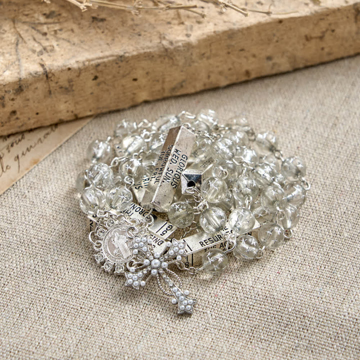 Christianartworkshop Frosted Bead Six Tablets Rosary with St. Benedict Medal and Cross - image 3