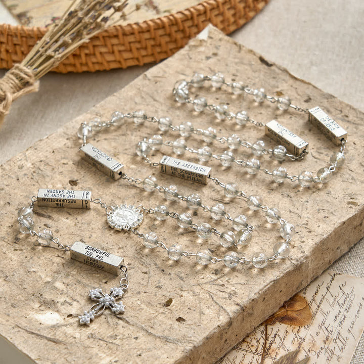 FREE Today: Frosted Bead Six Tablets Rosary with St. Benedict Medal and Cross - image 4