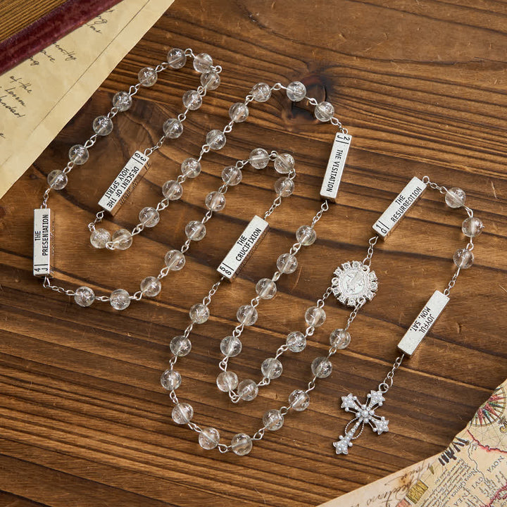 Christianartworkshop Frosted Bead Six Tablets Rosary with St. Benedict Medal and Cross - St. Benedict & Cross - image 0