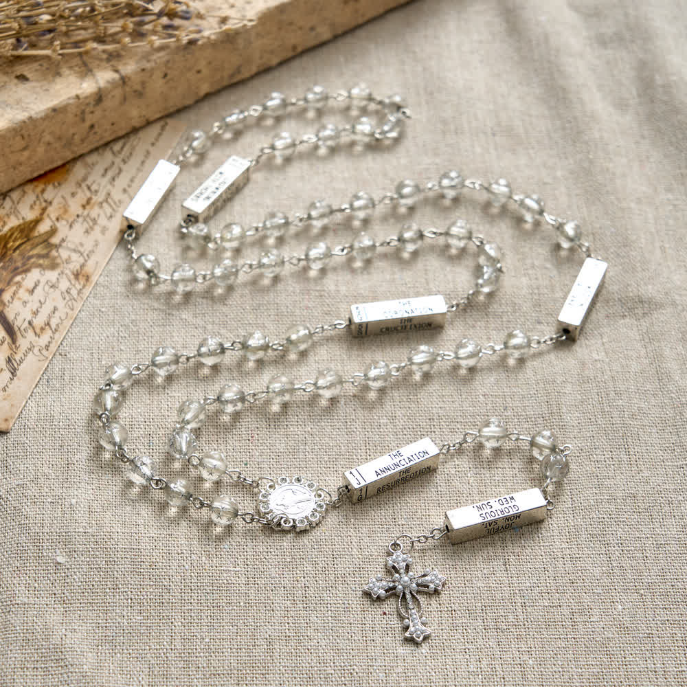 FREE Today: Frosted Bead Six Tablets Rosary with St. Benedict Medal and Cross - image 5