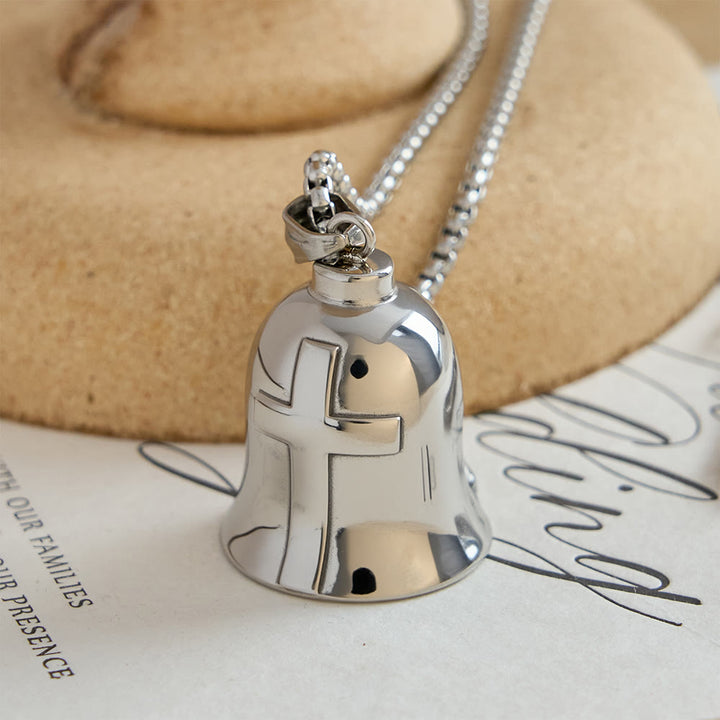 Christianartworkshop Classic Guardian Bell Pendant Necklace with Praying Hands or Cross: A Timeless Emblem of Unwavering Faith - image 2
