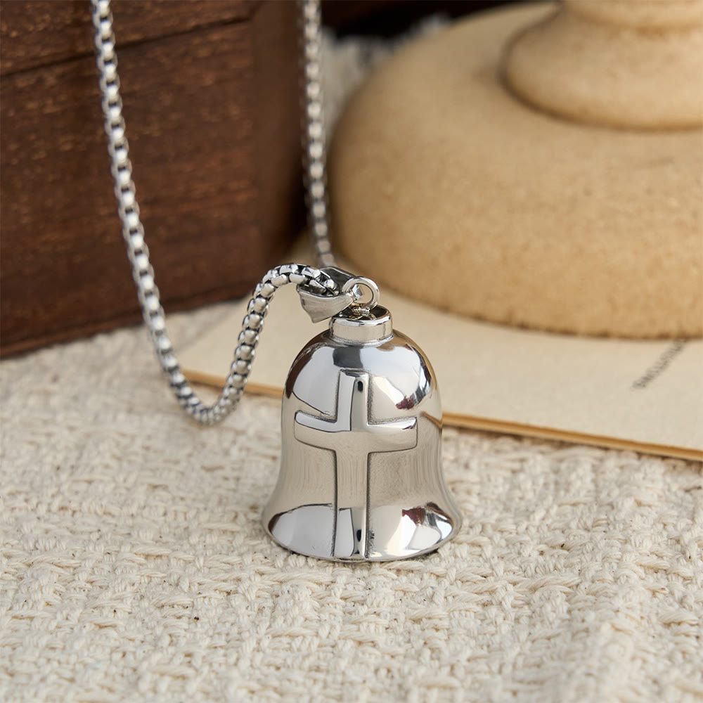 Christianartworkshop Classic Guardian Bell Pendant Necklace with Praying Hands or Cross: A Timeless Emblem of Unwavering Faith - image 4