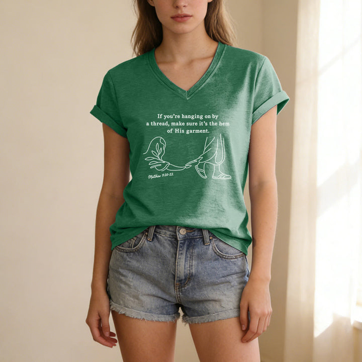 Christianartworkshop Hem of His Garment Matthew 9:20-22 Print Casual V-neck T-shirt - image 17