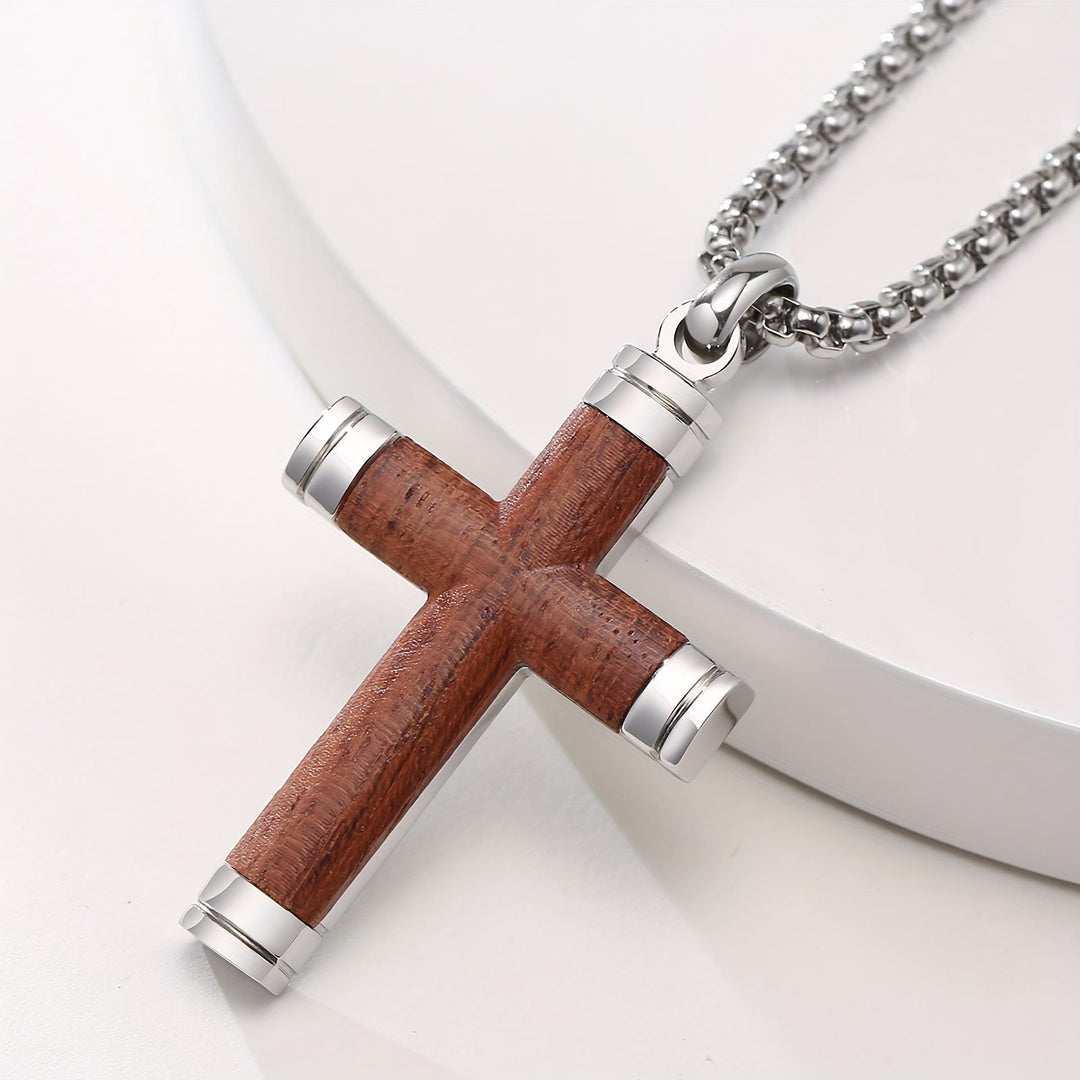 FREE Today: Minimalist Wood Cross Necklace with Sleek Metal Ends: An Emblem of Strength and Devotion - image 9
