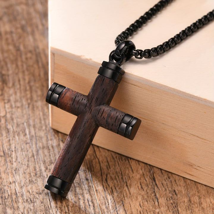 Christianartworkshop Minimalist Wood Cross Necklace with Sleek Metal Ends: An Emblem of Strength and Devotion - image 5