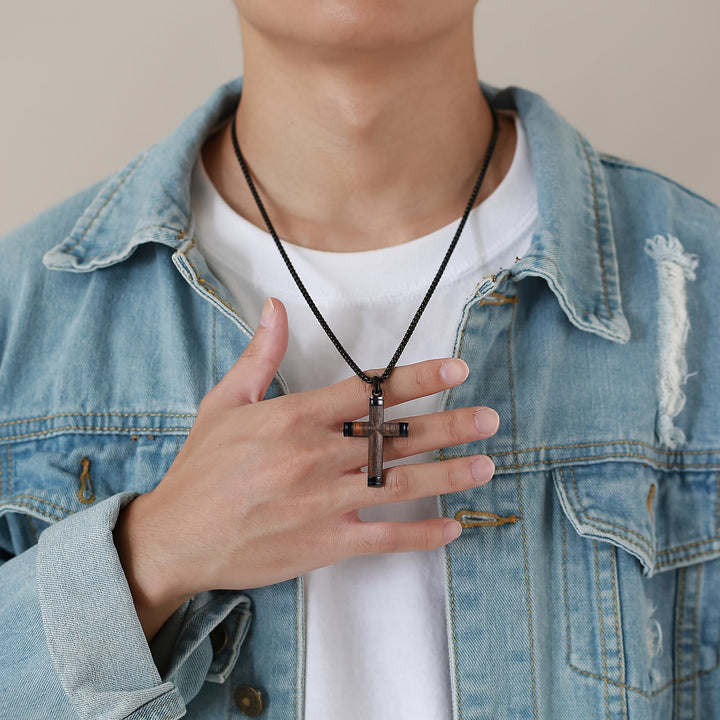 FREE Today: Minimalist Wood Cross Necklace with Sleek Metal Ends: An Emblem of Strength and Devotion - image 1