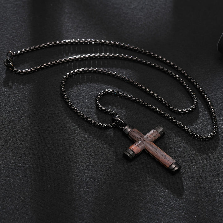 Christianartworkshop Minimalist Wood Cross Necklace with Sleek Metal Ends: An Emblem of Strength and Devotion - image 5