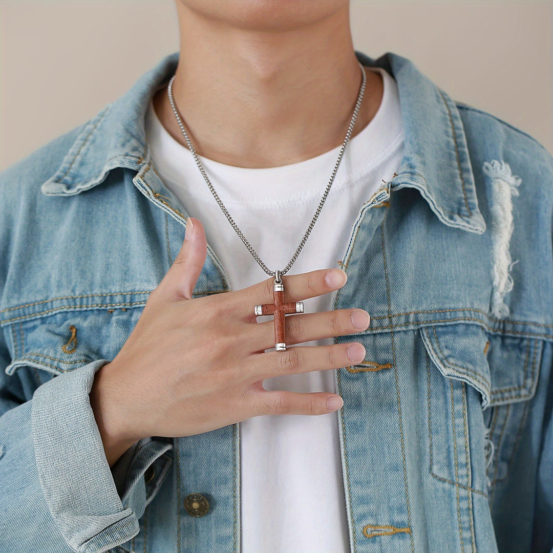 FREE Today: Minimalist Wood Cross Necklace with Sleek Metal Ends: An Emblem of Strength and Devotion - image 7