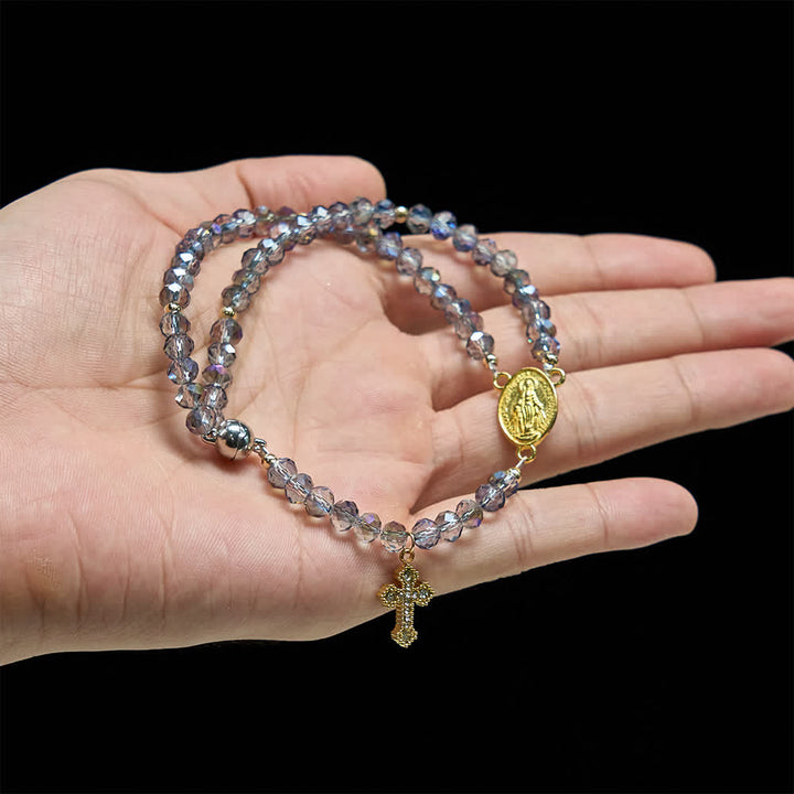 Christianartworkshop Iridescent Faceted Magnetic Clasp Rosary Bracelet with Our Lady for Everyday Faith - image 2