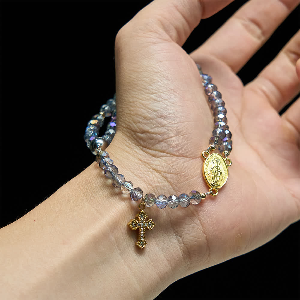Christianartworkshop Iridescent Faceted Magnetic Clasp Rosary Bracelet with Our Lady for Everyday Faith - image 1