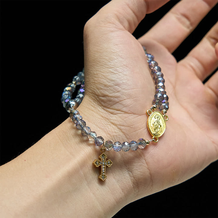 Christianartworkshop Iridescent Faceted Magnetic Clasp Rosary Bracelet with Our Lady for Everyday Faith - image 1