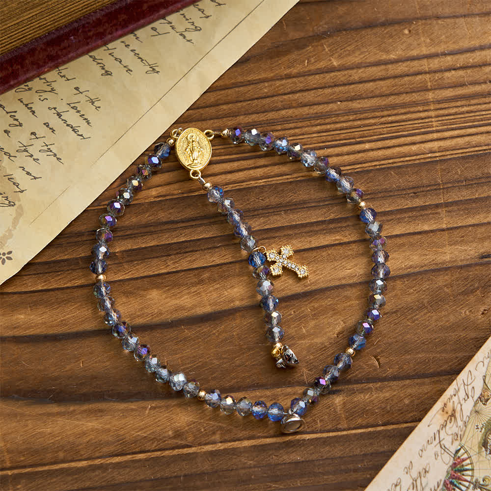 Christianartworkshop Iridescent Faceted Magnetic Clasp Rosary Bracelet with Our Lady for Everyday Faith - image 5
