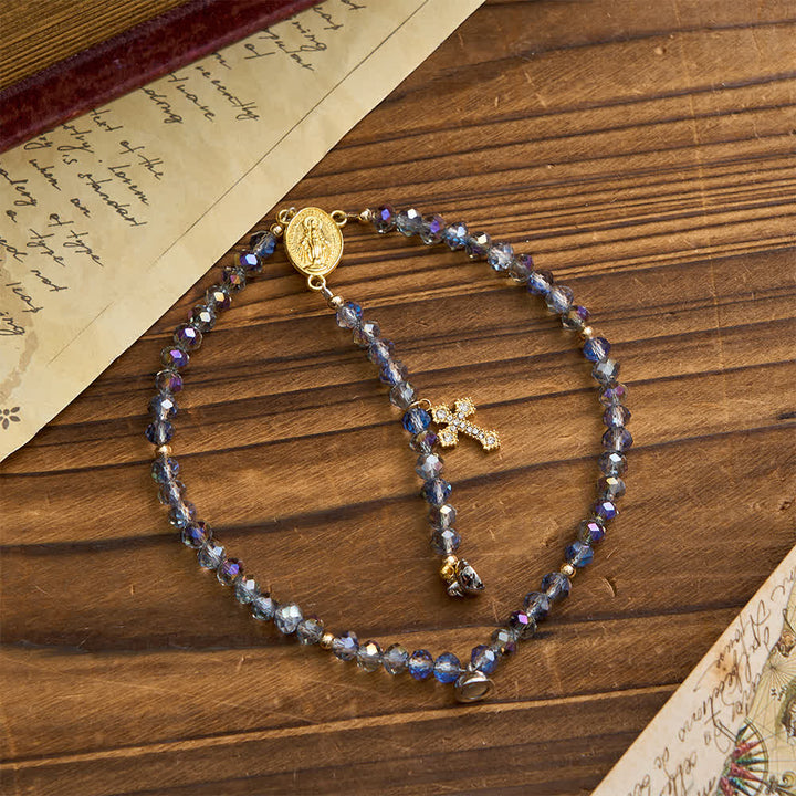 Christianartworkshop Iridescent Faceted Magnetic Clasp Rosary Bracelet with Our Lady for Everyday Faith - image 5