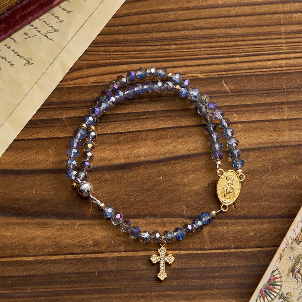 Christianartworkshop Iridescent Faceted Magnetic Clasp Rosary Bracelet with Our Lady for Everyday Faith - image 4