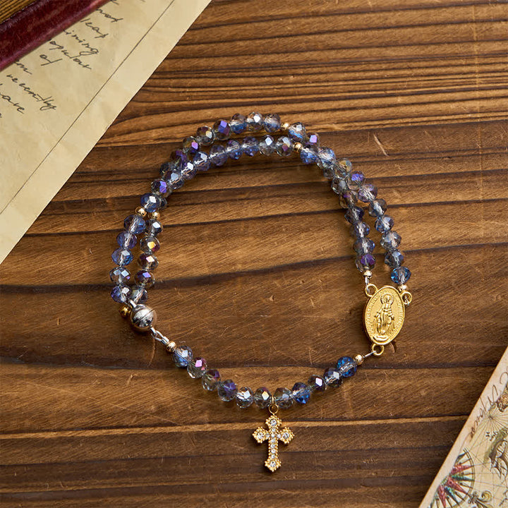 Christianartworkshop Iridescent Faceted Magnetic Clasp Rosary Bracelet with Our Lady for Everyday Faith - image 4