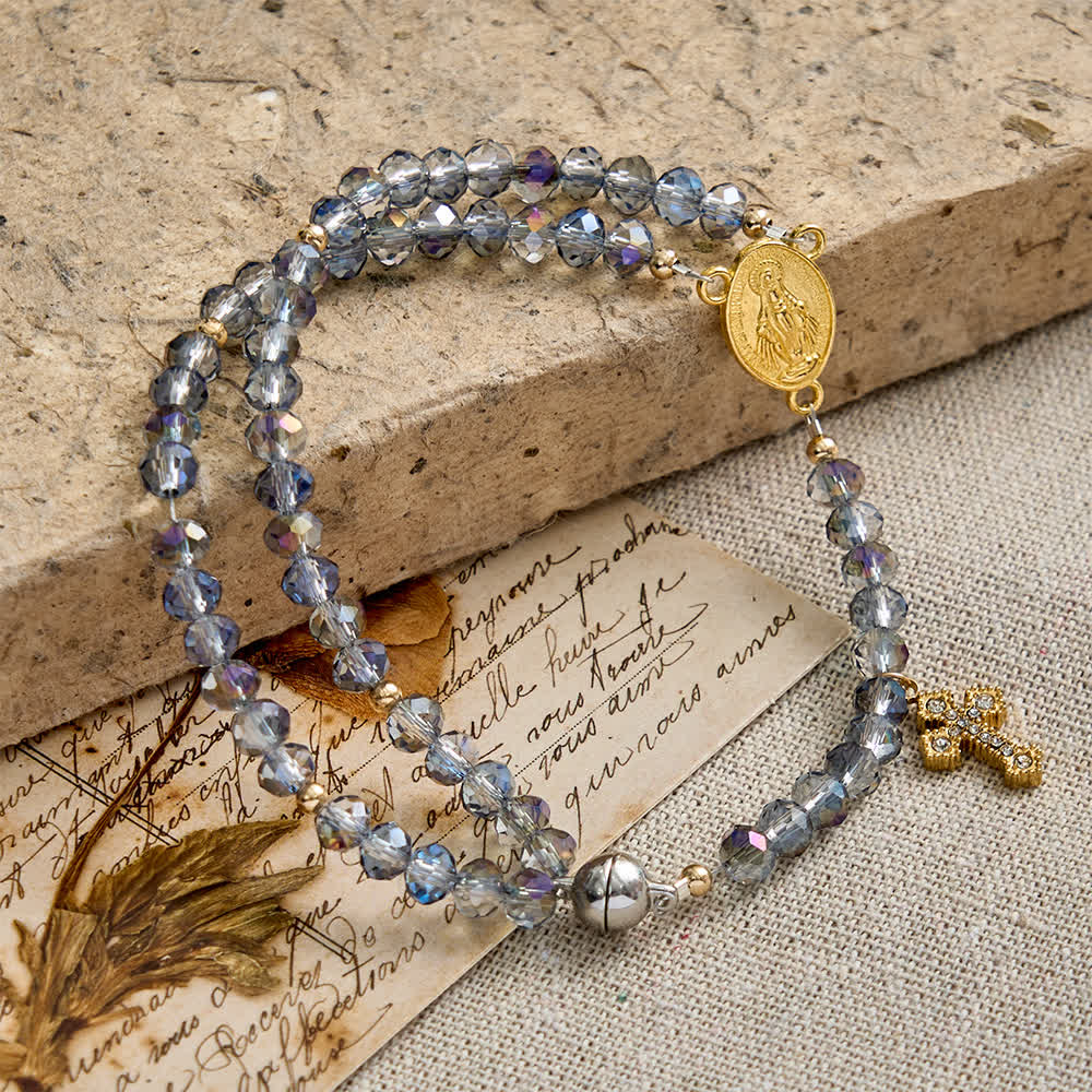 Christianartworkshop Iridescent Faceted Magnetic Clasp Rosary Bracelet with Our Lady for Everyday Faith - image 3