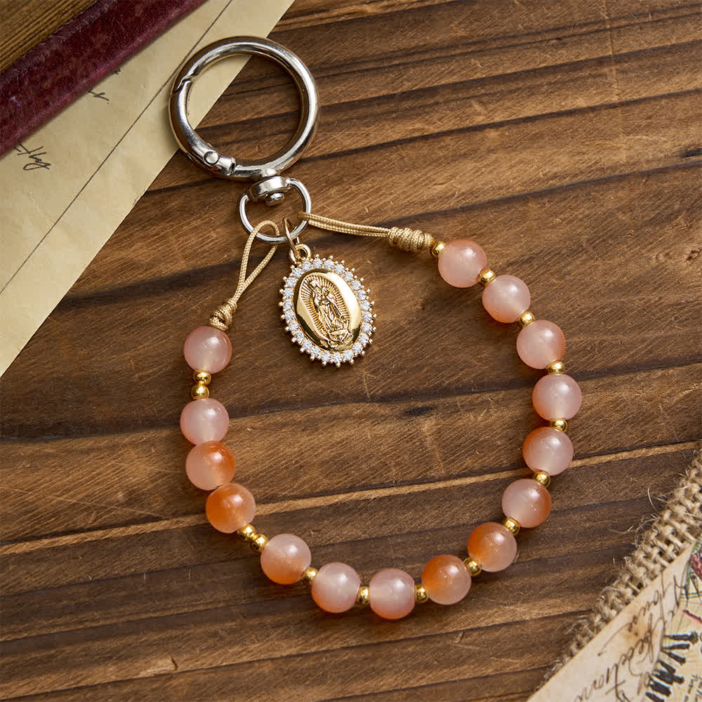 Christianartworkshop Sunset Gradient Glass Rosary Keychain with Our Lady Pendant - image 3
