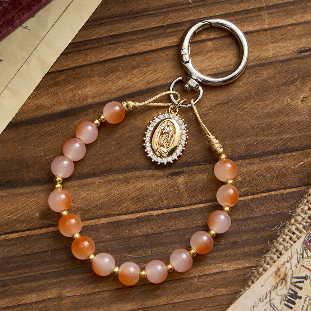 Christianartworkshop Sunset Gradient Glass Rosary Keychain with Our Lady Pendant - image 2