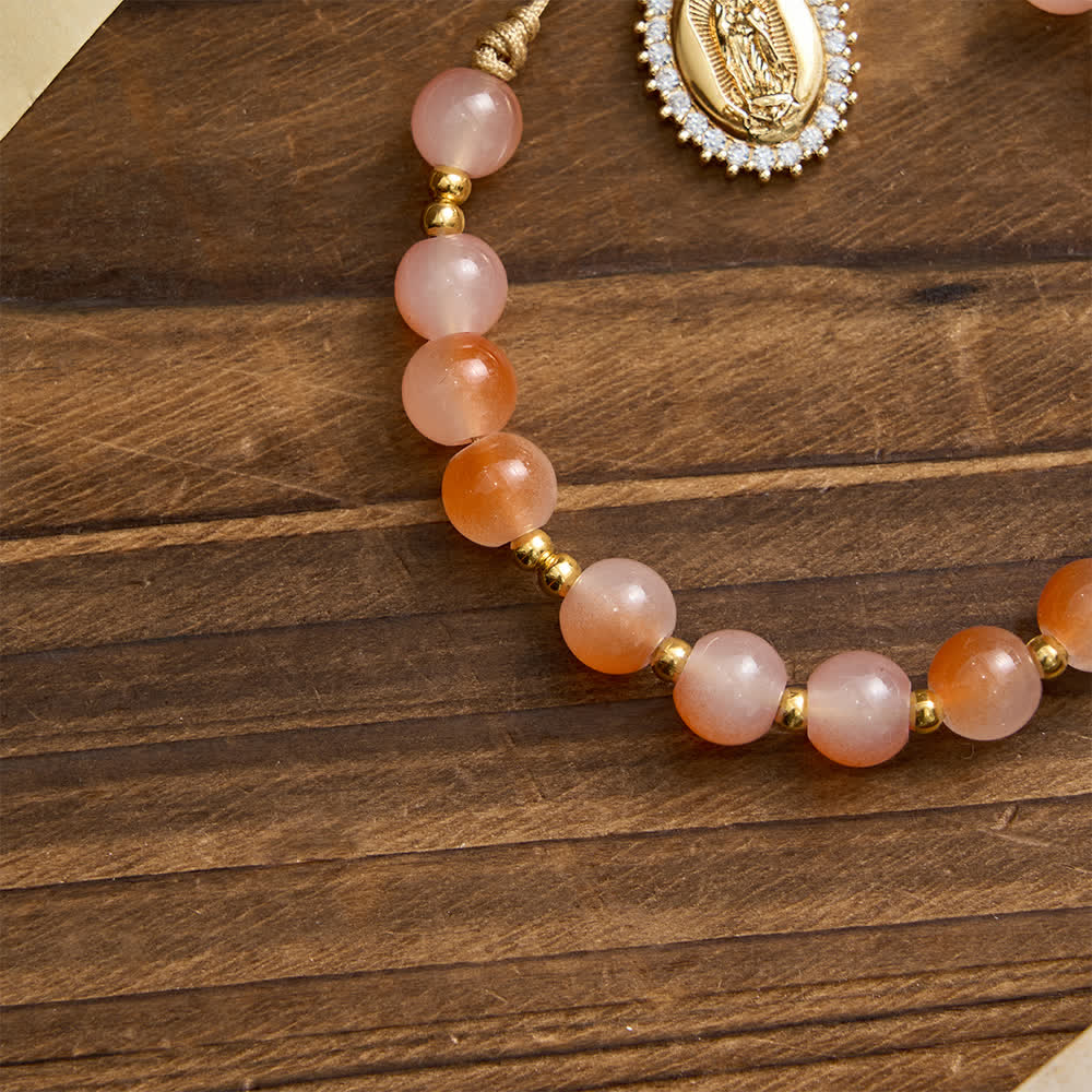 Christianartworkshop Sunset Gradient Glass Rosary Keychain with Our Lady Pendant - image 4