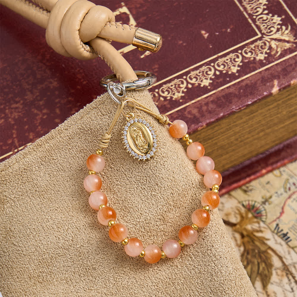 Christianartworkshop Sunset Gradient Glass Rosary Keychain with Our Lady Pendant - image 1