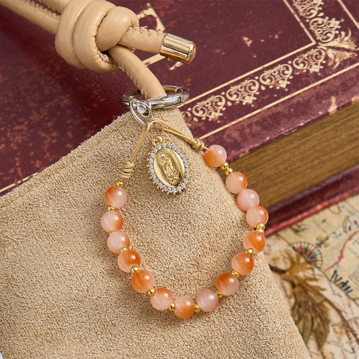 Christianartworkshop Sunset Gradient Glass Rosary Keychain with Our Lady Pendant - image 1