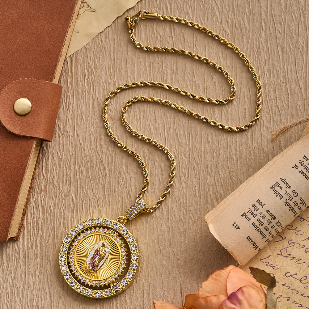 FREE Today: Our Lady of Guadalupe Medallion Necklace with Double Zircon Halo: A Reminder of Divine Grace - image 7