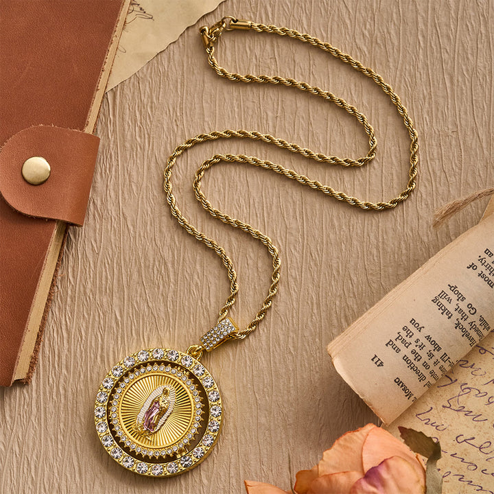 FREE Today: Our Lady of Guadalupe Medallion Necklace with Double Zircon Halo: A Reminder of Divine Grace - image 7