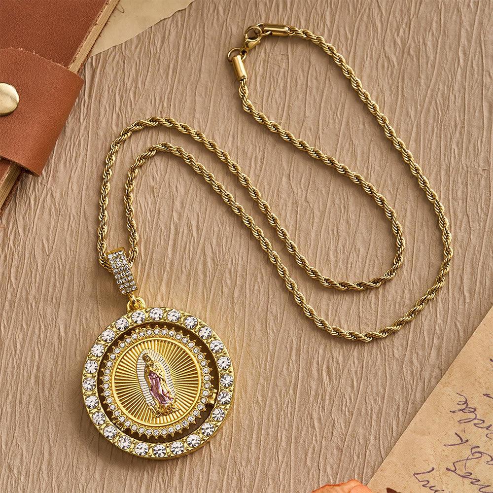 FREE Today: Our Lady of Guadalupe Medallion Necklace with Double Zircon Halo: A Reminder of Divine Grace - image 8