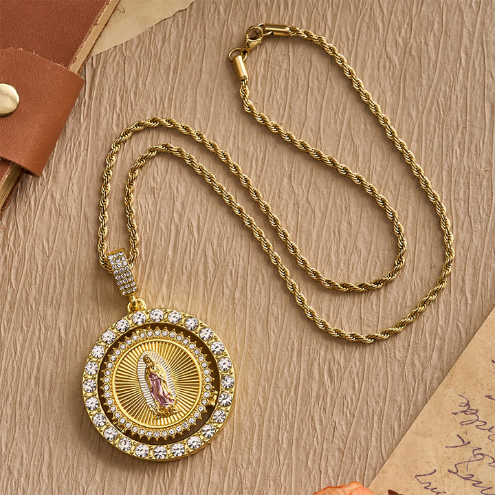 FREE Today: Our Lady of Guadalupe Medallion Necklace with Double Zircon Halo: A Reminder of Divine Grace - image 8
