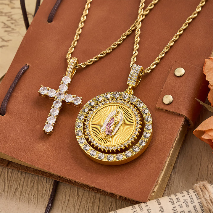 FREE Today: Our Lady of Guadalupe Medallion Necklace with Double Zircon Halo: A Reminder of Divine Grace - image 2