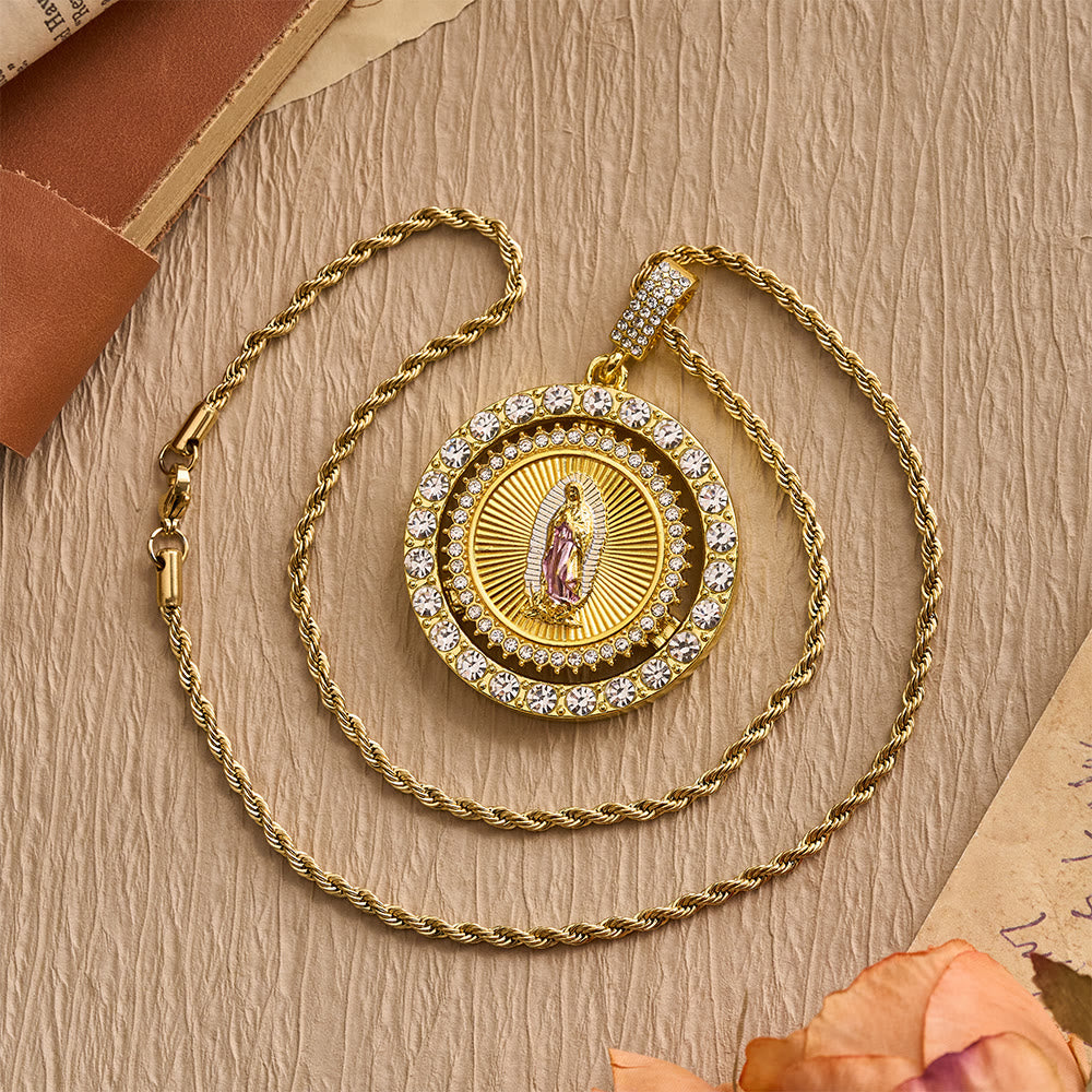 FREE Today: Our Lady of Guadalupe Medallion Necklace with Double Zircon Halo: A Reminder of Divine Grace - image 5