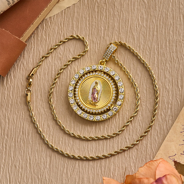 FREE Today: Our Lady of Guadalupe Medallion Necklace with Double Zircon Halo: A Reminder of Divine Grace - image 5