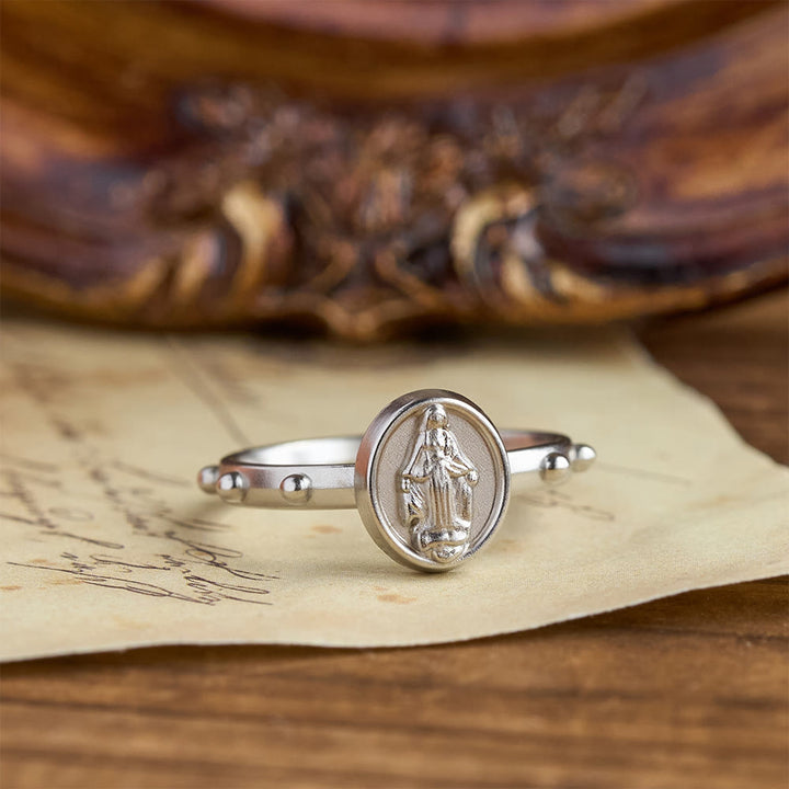 Christianartworkshop Our Lady of Grace Finger Rosary Ring with Marian Medallion: A Symbol of Devotion - image 4