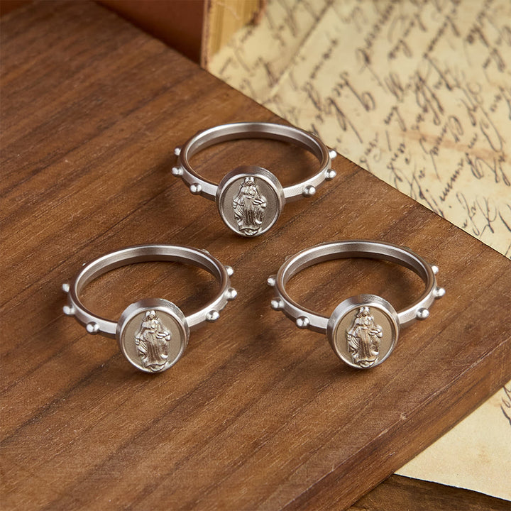 Christianartworkshop Our Lady of Grace Finger Rosary Ring with Marian Medallion: A Symbol of Devotion - image 0