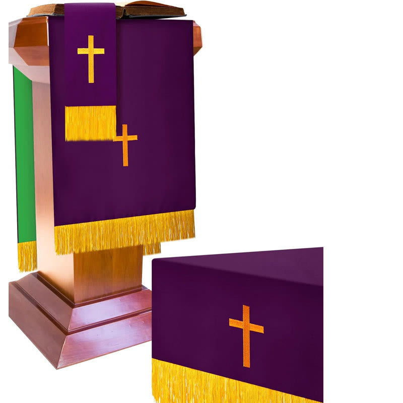 Christianartworkshop Complete Church Parament Set: Table Runner, Lectern Scarf & Bible Marker in Red and White - Green & Purple - image 13