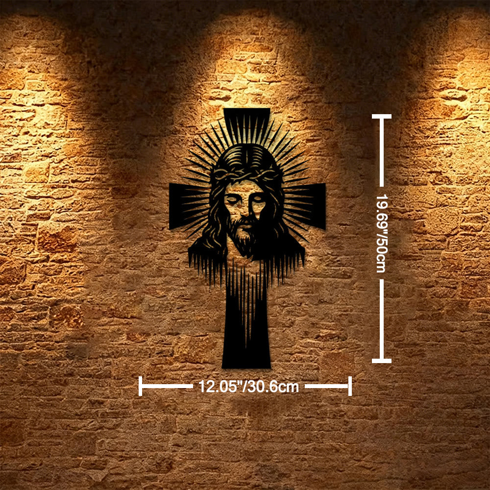 Christianartworkshop Radiant Jesus Cross Metal Wall Decor: A