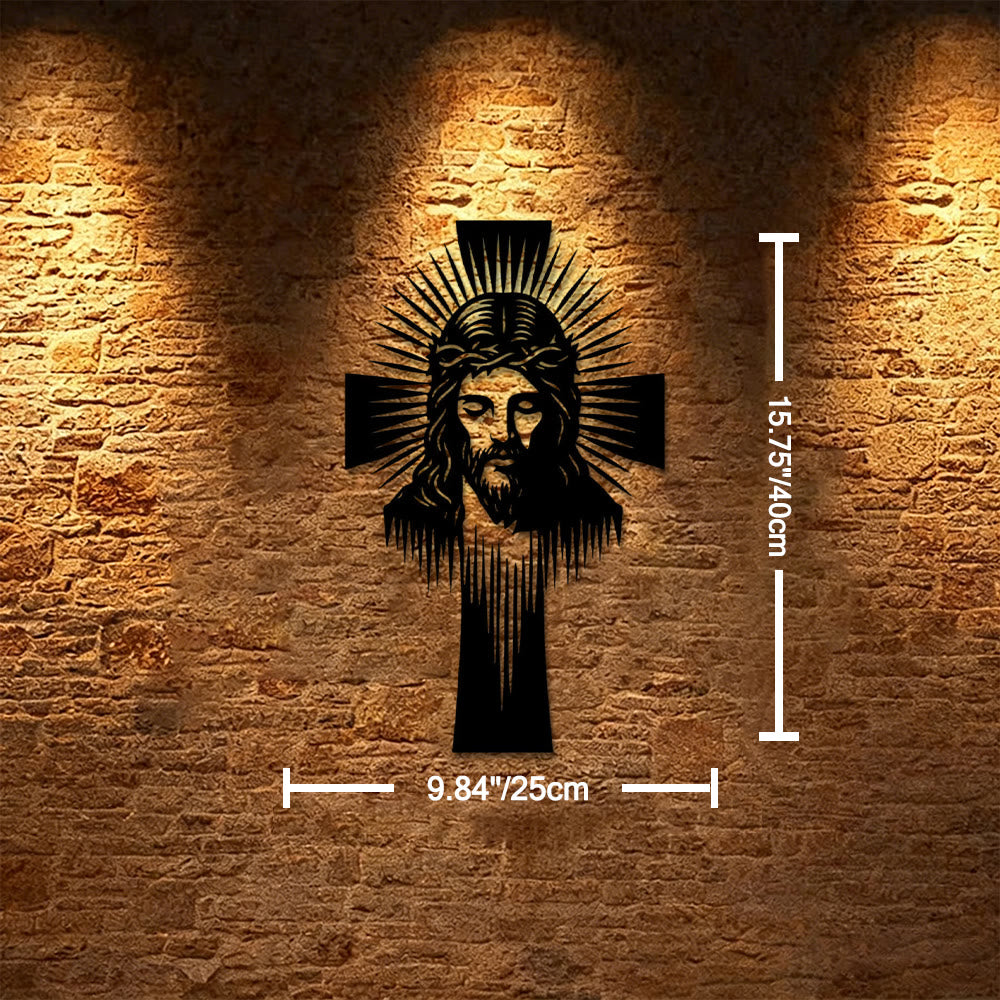 Christianartworkshop Radiant Jesus Cross Metal Wall Decor: A