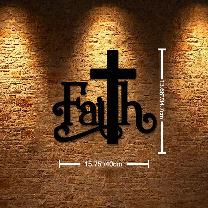 Christianartworkshop Modern Faith Word Cross Metal Wall Decor: A Powerful Symbol of Faith - 13.66''*15.75''*0.04''/34.7cm*40cm*0.1cm - image 8