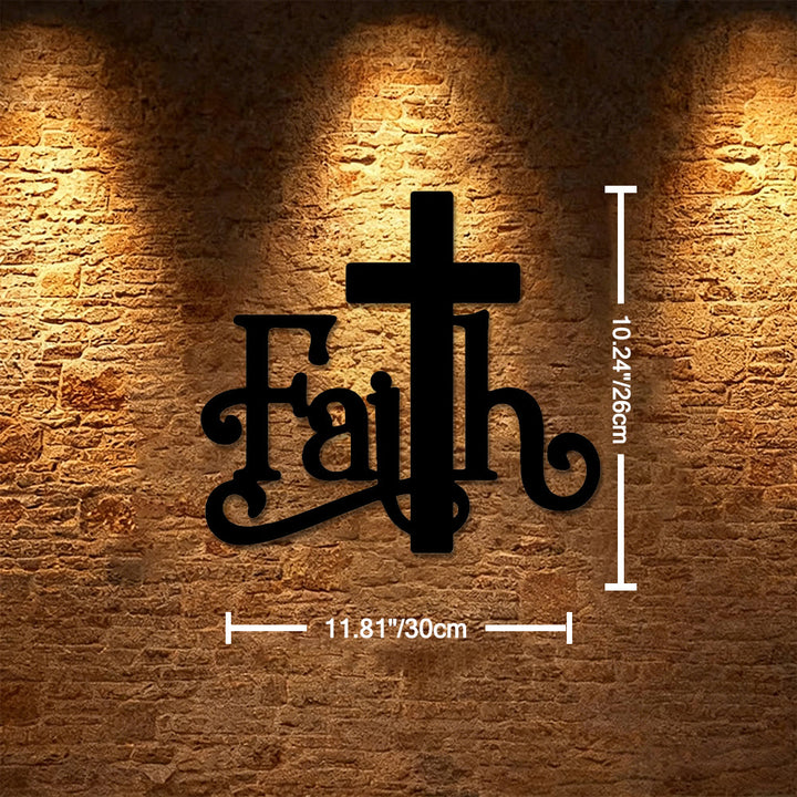 Christianartworkshop Modern Faith Word Cross Metal Wall Decor: A Powerful Symbol of Faith - 10.24"*11.81''*0.04''/26cm*30cm*0.1cm - image 7